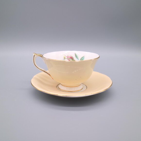 Aynsley Fine Bone China Beige Floral Flowers Vintage Cup & Saucer Set - 3519 - Picture 4 of 6